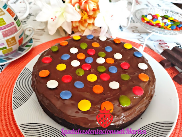 Tarta Brownie con Lacasitos y Nutella