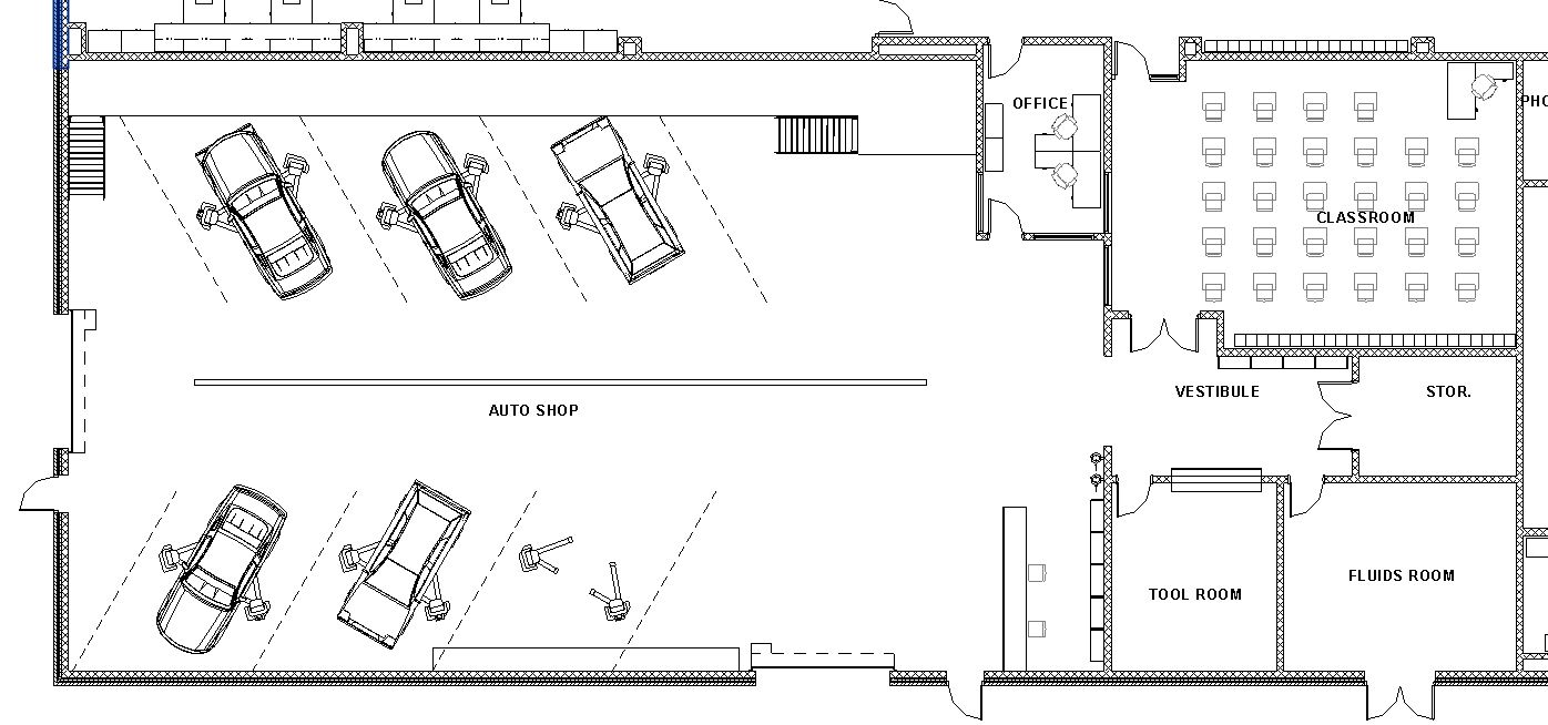 Lake Central High School Room Concepts: Vocational - Auto Shop