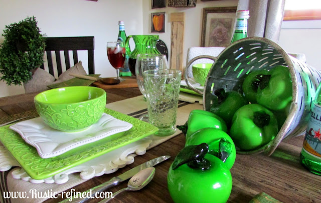 Green and White Tablescape