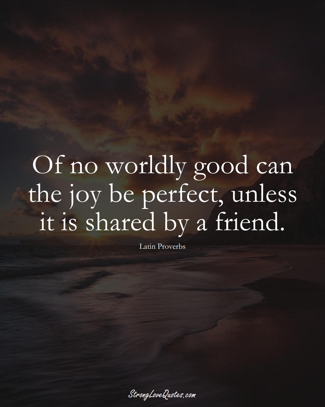 Of no worldly good can the joy be perfect, unless it is shared by a friend. (Latin Sayings);  #aVarietyofCulturesSayings
