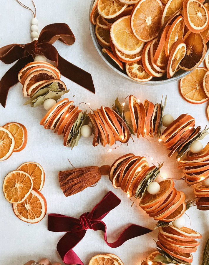 Fruta seca dividida toda la Naranja-Decoración de Navidad de Artesanía Corona floristería Reino Unido 