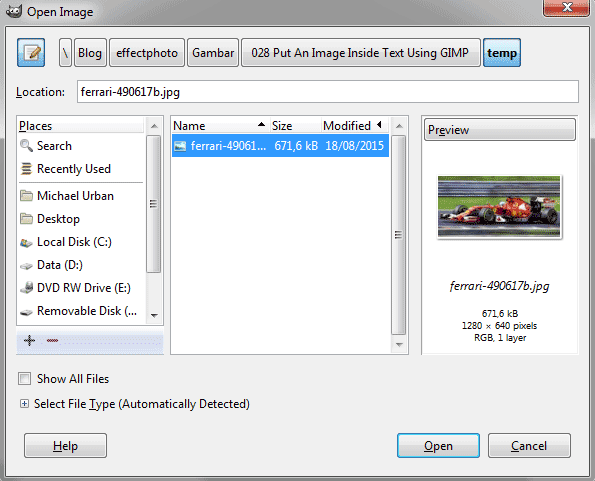 Photo Effect Using Gimp To Put An Image Inside Text