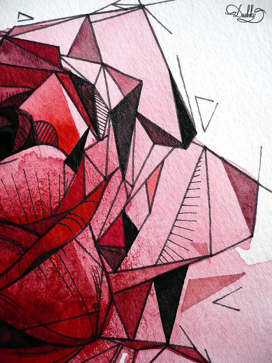 geometric rose - tattoo designs