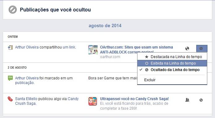 Recuperar publicações ocultadas no Facebook