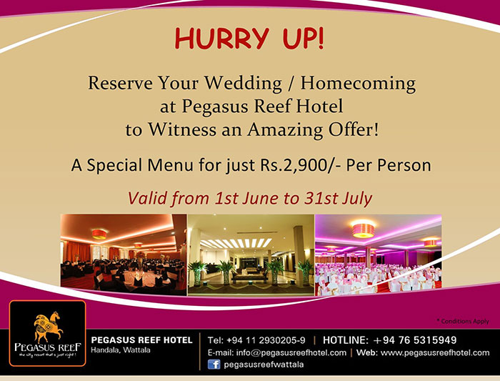 Reserve your Wedding / Homecoming at Pegasus Reef Hotel to Witness an Amazing Offer.