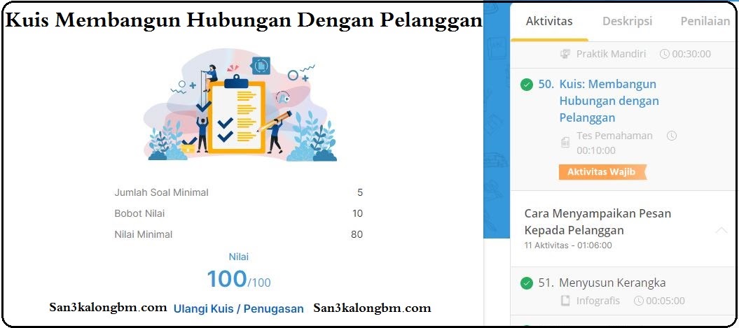 Kunci Jawaban Kuis Membangun Hubungan Dengan Pelanggan Karirmu - San3kalong