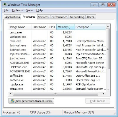 Processes in Task Manager