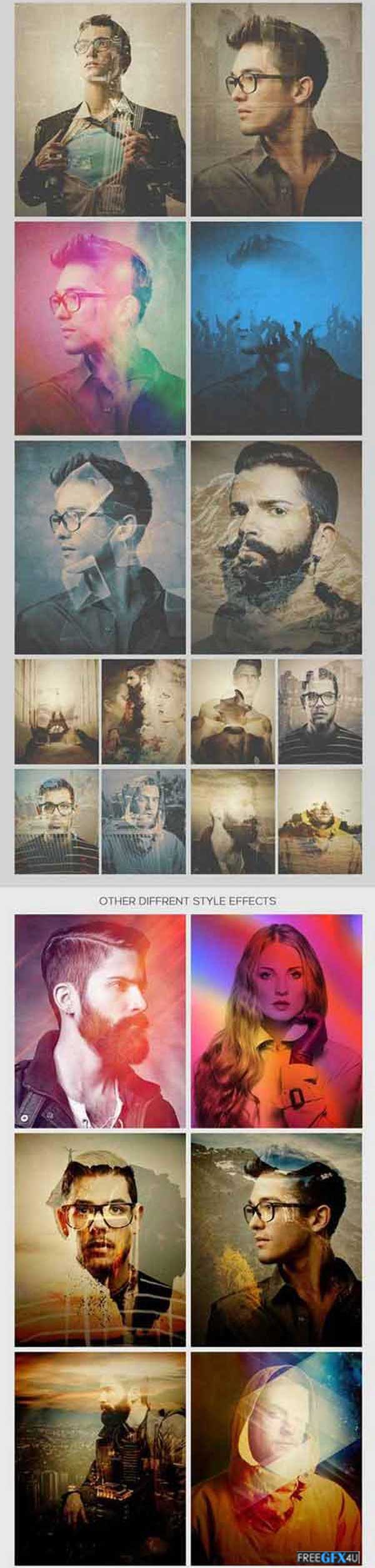 CreativeMarket - Double Exposure Photoshop Template Double Exposure Photoshop Template