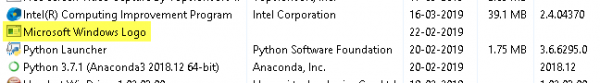 Proceso del logotipo de Microsoft Windows en el Administrador de tareas