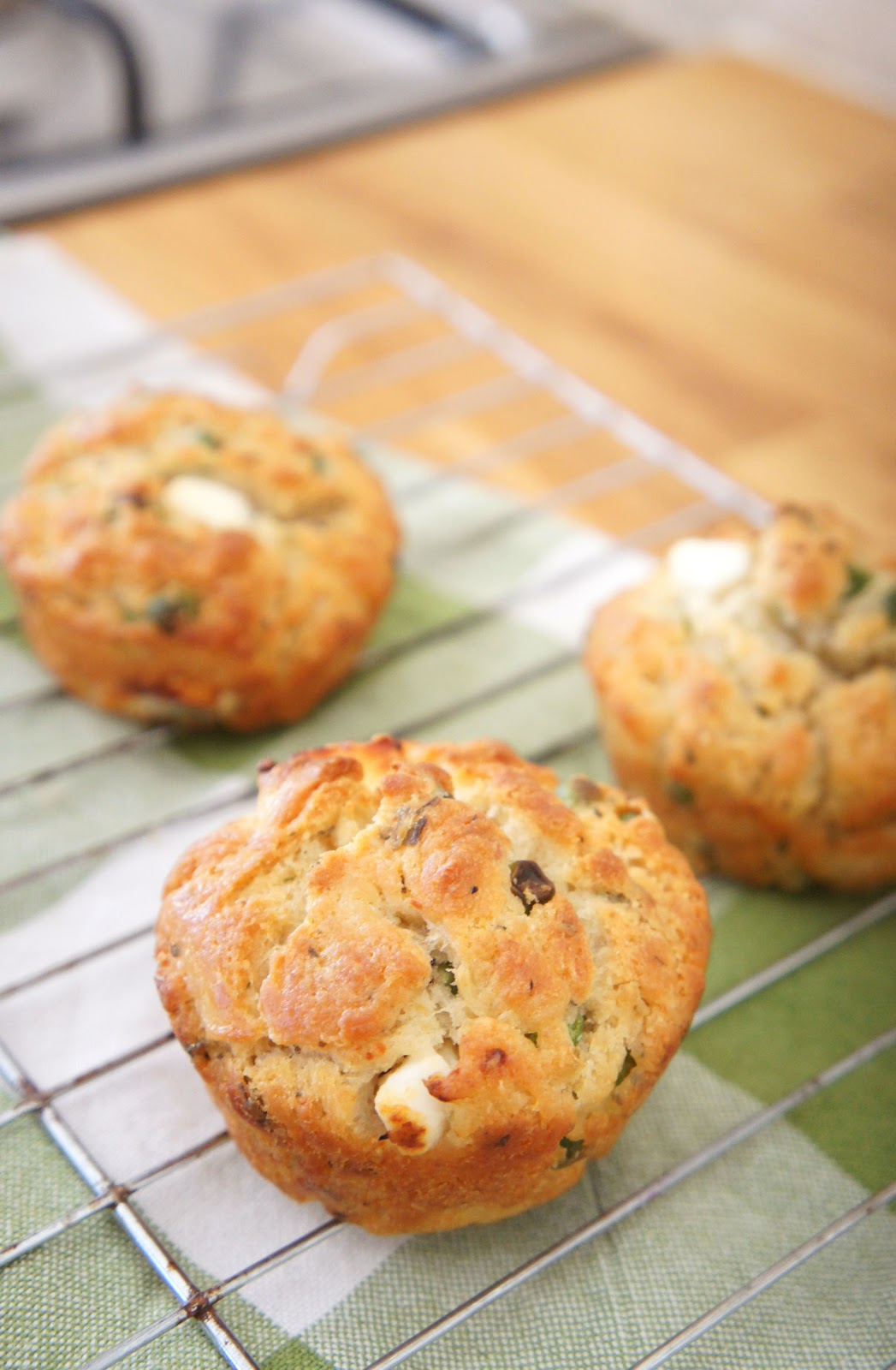 home and made daily... for the road pea, feta & mint muffins
