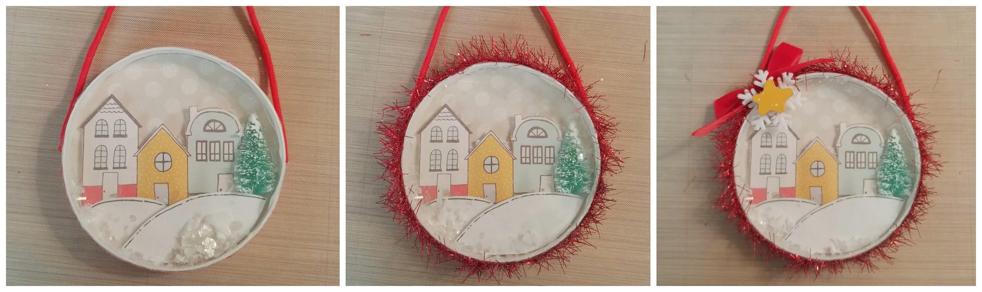 Snow Globe Ornaments From Recycled Ice Cream Lids!