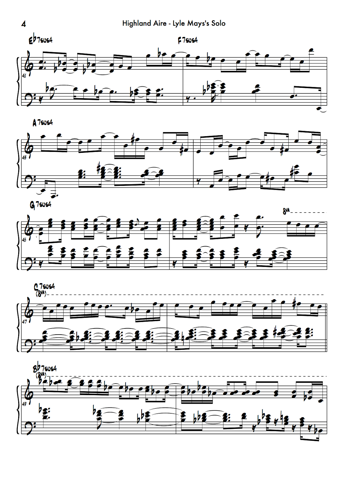 布施音人のブログ Lyle Mays "Highland Aire" ("Lyle Mays") / Piano Solo