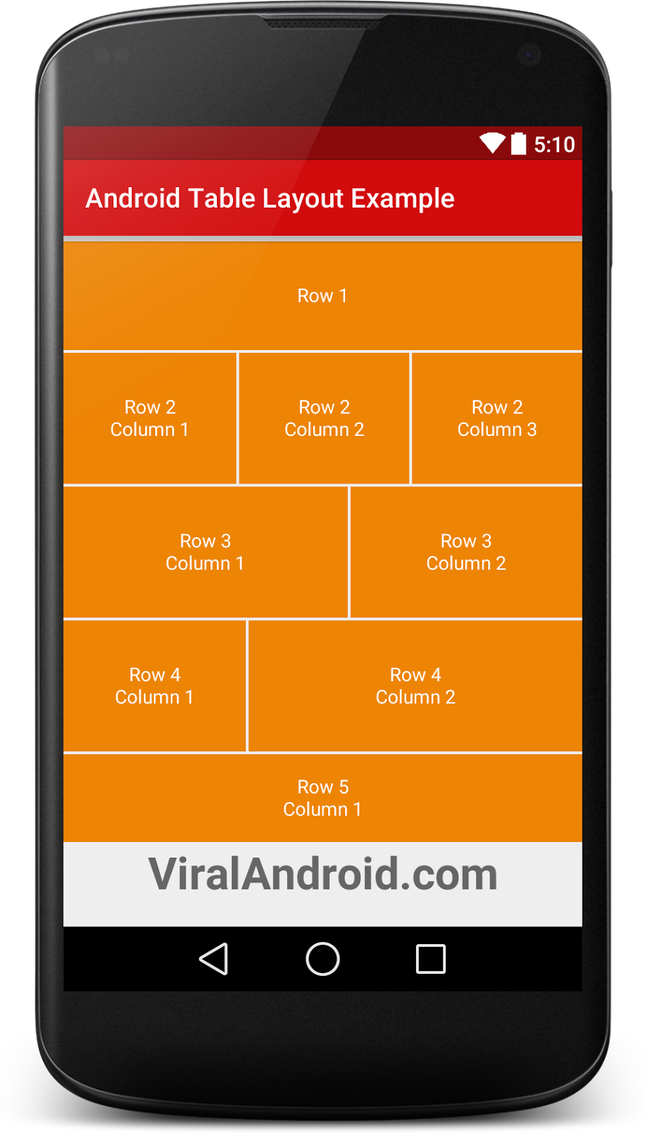 Android Table Layout Example | Viral Android – Tutorials, Examples ...