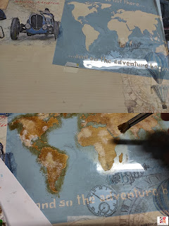 caja de madera con stencil