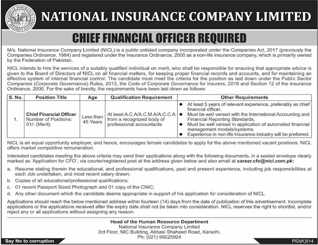 National Insurance Company Limited NICL Karachi Jobs 2019
