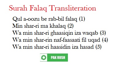 Surah Falaq transliteration Qul auzu bi rabbil falaq