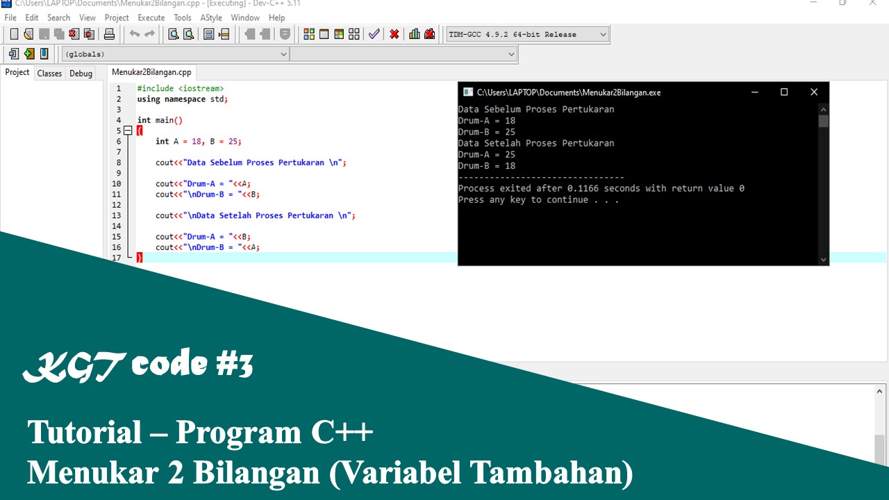 Tutorial – Program-C++-Menukar-2-Bilangan-(Variabel-Tambahan)