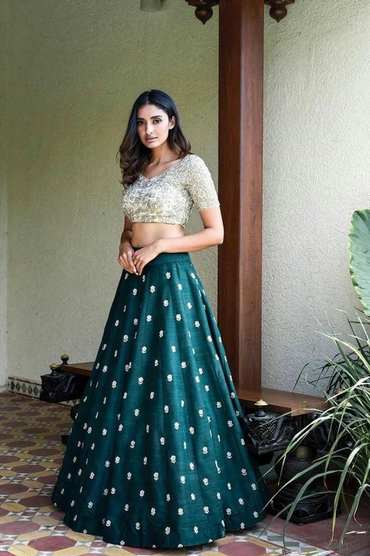 Dressfashionhub simple bottle green lehenga choli