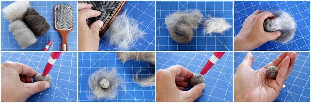 Felted Wool Fur Balls (+ Necklace Instructions) Step-by-step making needle felted balls with fur from dogs and cats