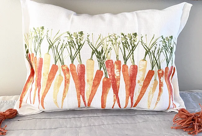 carrot pillow with tassels