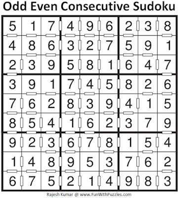 Answer of Odd Even Consecutive Sudoku (Fun With Sudoku #107)