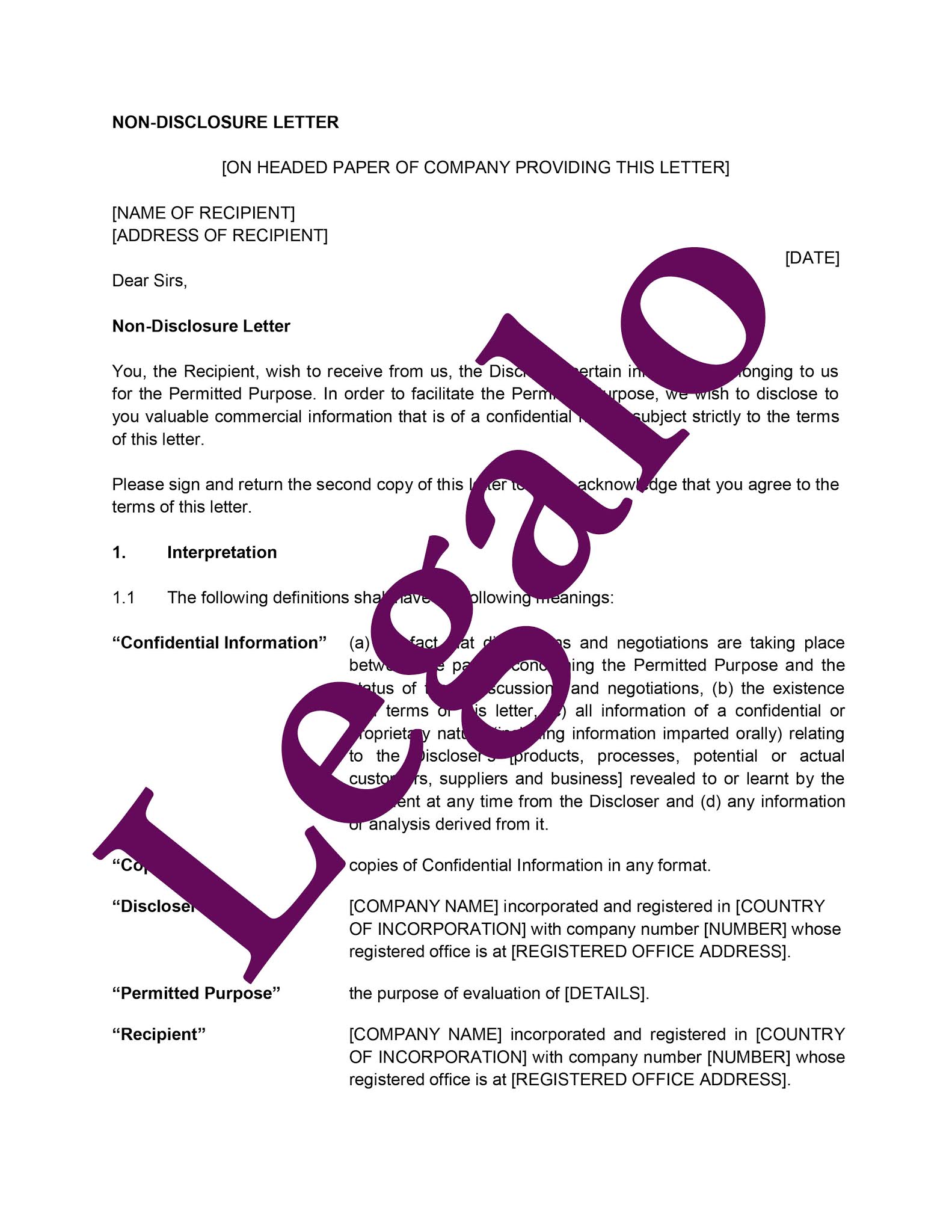 Disclosure Letter Template ~ Resume Letter