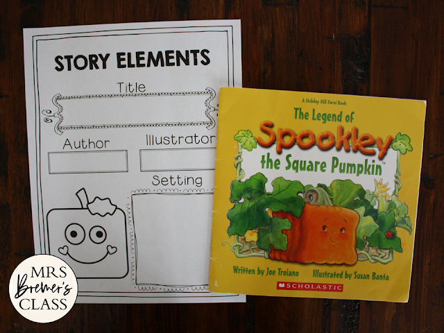 Spookley the Square Pumpkin book study activities unit with Common Core aligned literacy companion activities and craftivity for Halloween in Kindergarten and First Grade