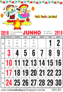 Calendário Calendário festa junina