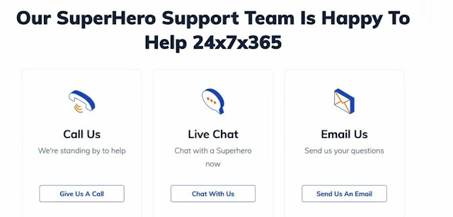 namehero customer support contacting option including Live chat, phone call and email