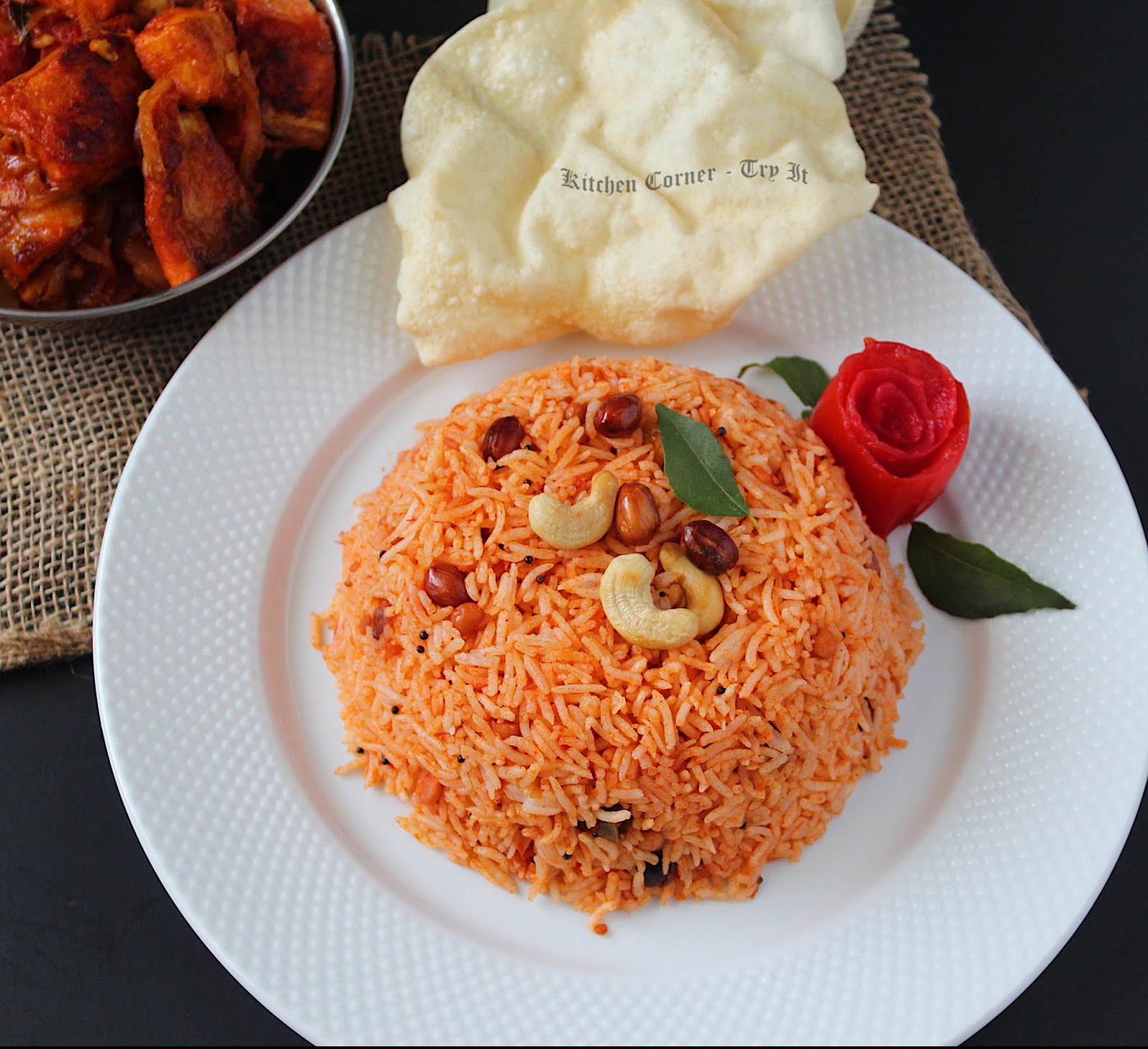 Spiced Tomato Rice/ South Indian Thakkali Sadam