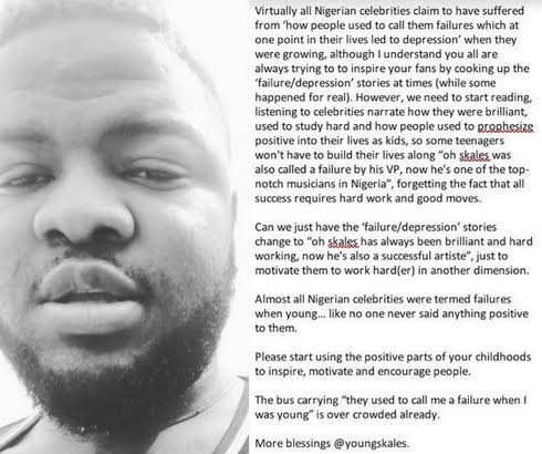 f Skales blocks fan on Instagram for telling him to inspire his followers positively
