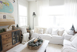 cottage living room cozy winter neutral