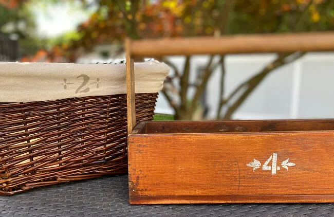 wooden baskets with numbers