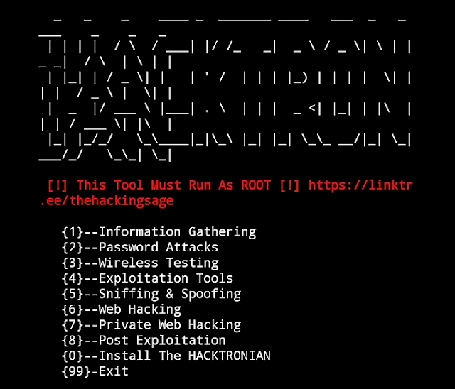 Hacktronian All in one tool for termux and kali linux