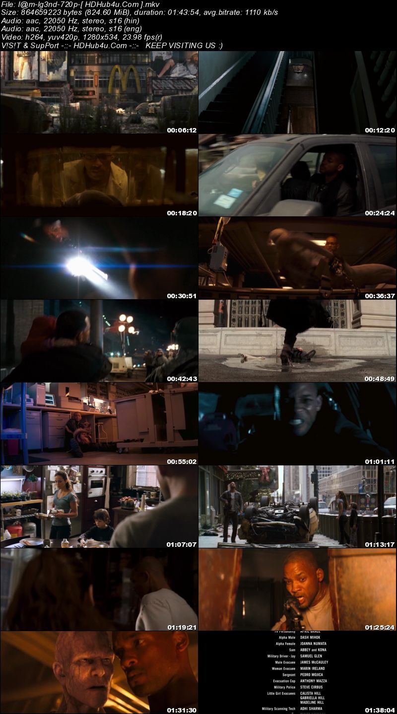 I Am Legend 2007 Hindi Dual Audio 720p BluRay 800mb Download