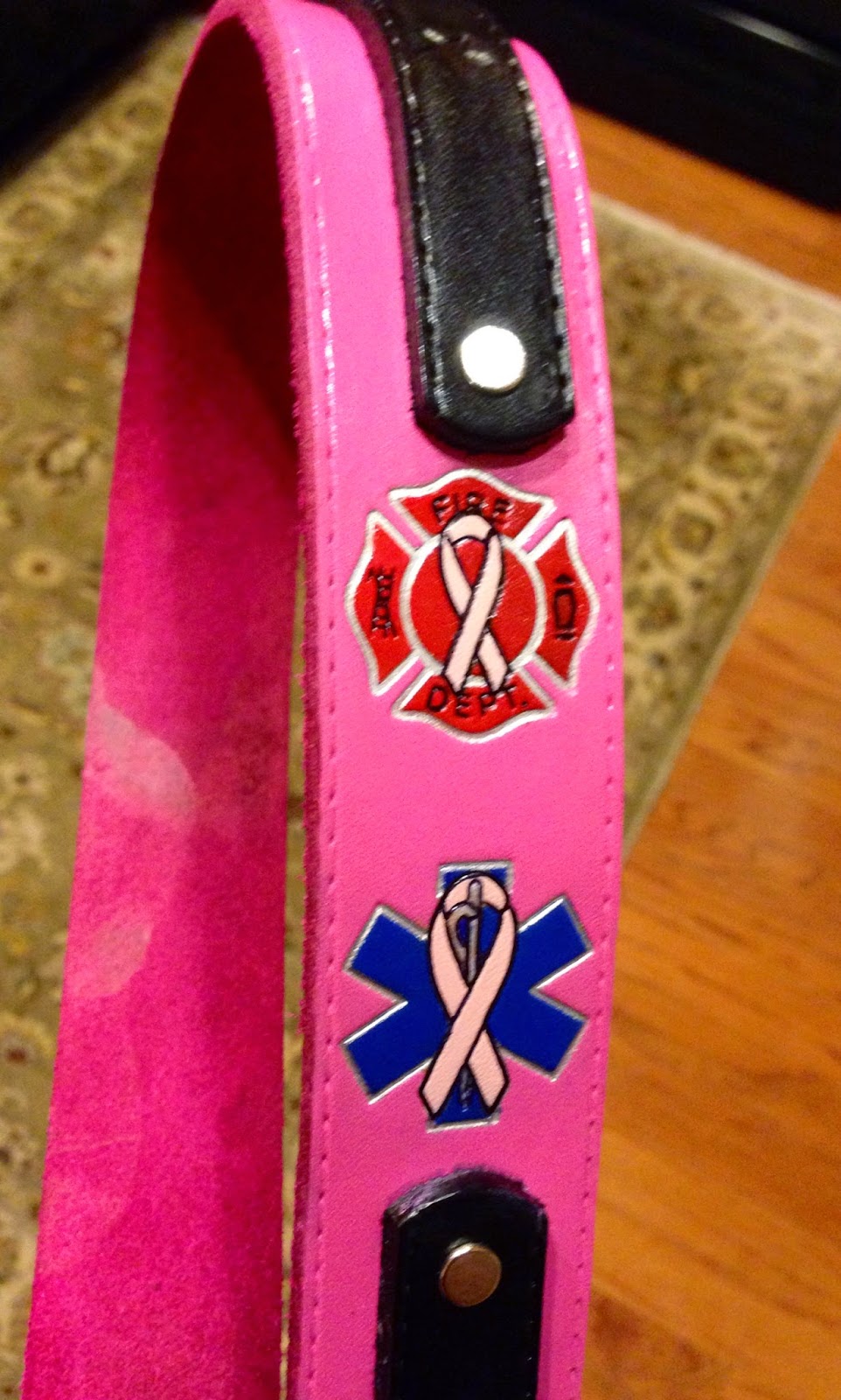 Custom fire helmet shields radio strap give away