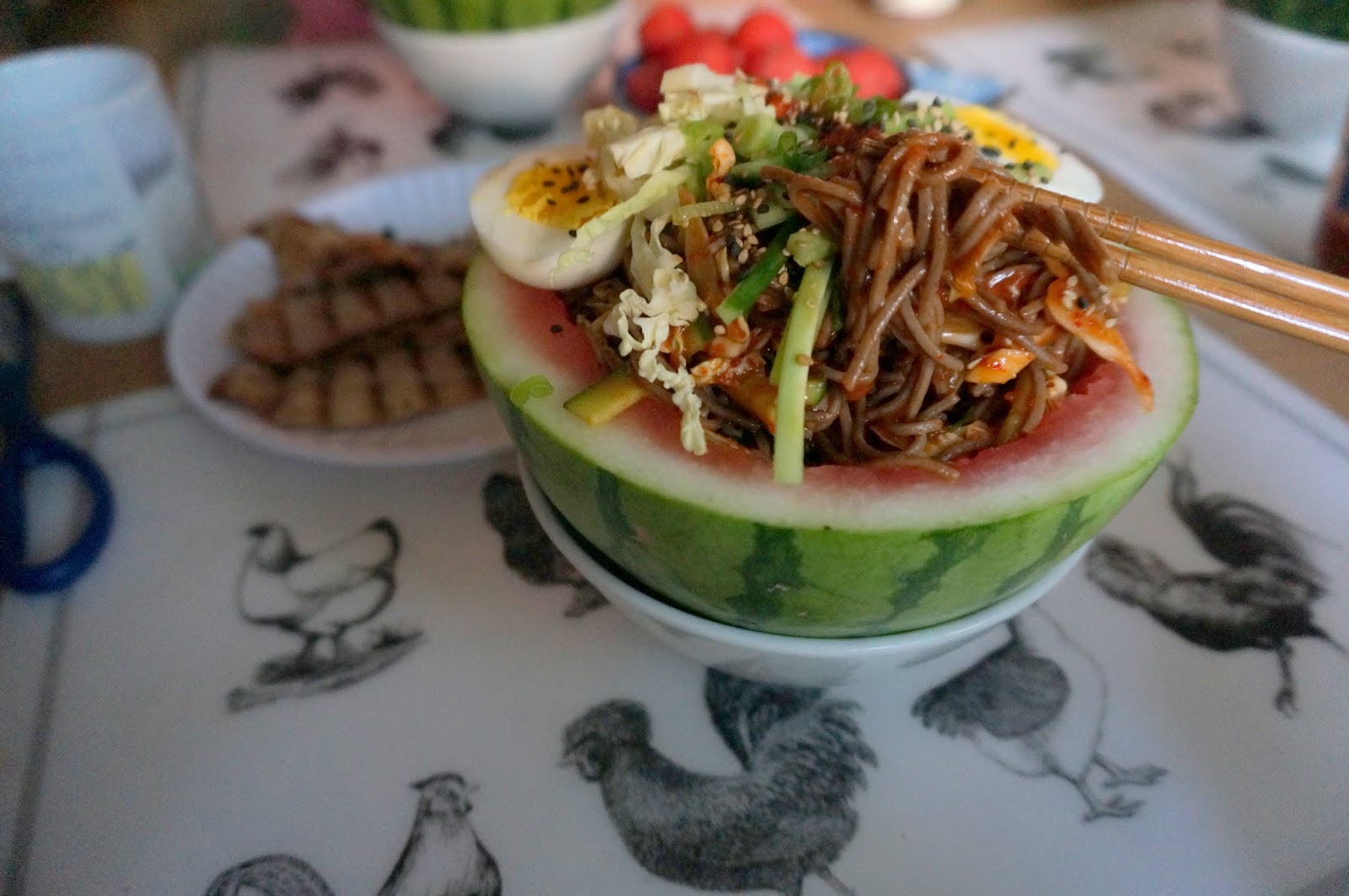 Korean Spicy Watermelon Noodles Soobak Naengmyun (수박냉면)