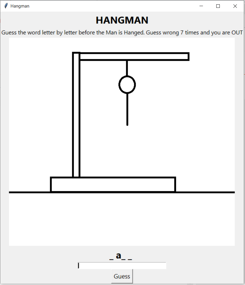 Hang Man Game using Python with Tkinter
