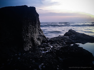 Sea Water Waves View From The Edge Of The Rock In The Evening At Batu Bolong Beach, Canggu Village, Badung, Bali, Indonesia