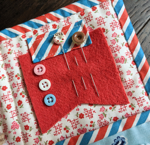 Tinkandstitch Sewing Kit by Heidi Staples of Fabric Mutt featuring Love Letters fabric by the Cottage Mama for Riley Blake Designs