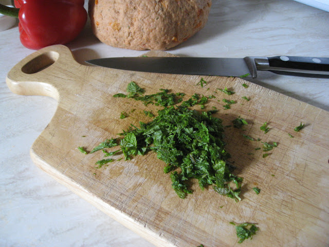 freshly chopped garden mint