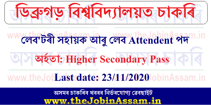 Dibrugarh University Recruitment 2020: Dibrugarh University Recruitment 2020: