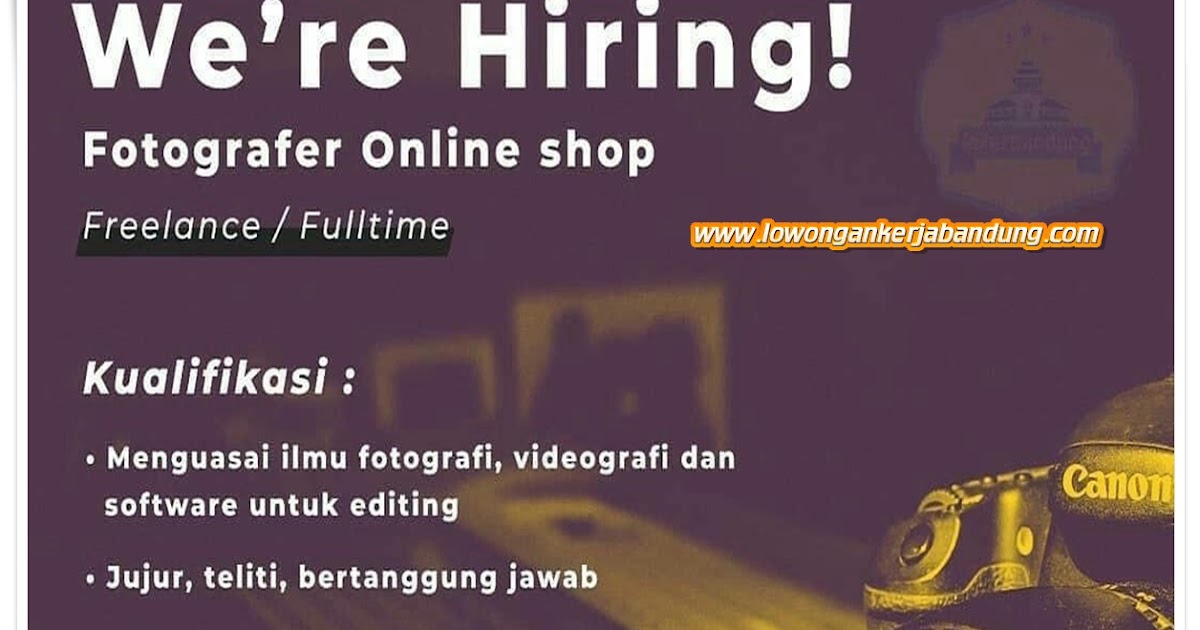 Lowongan Kerja Bandung Fotografer Online Shop - Loker Bandung Hari Ini