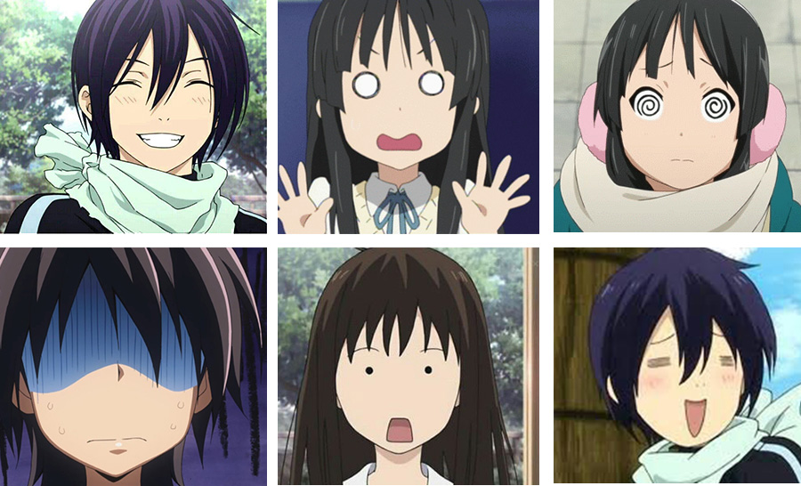 Quatro rostos de reações de anime