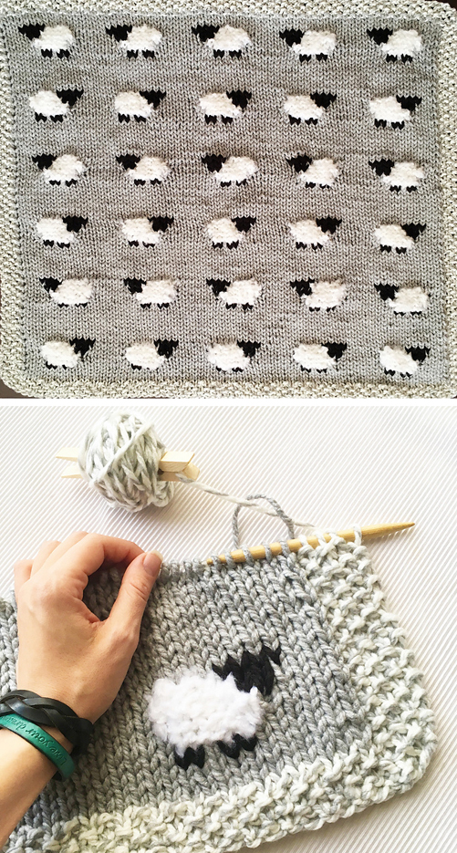 Amazing Knitting Sheep Baby Blanket Free Knitting Pattern