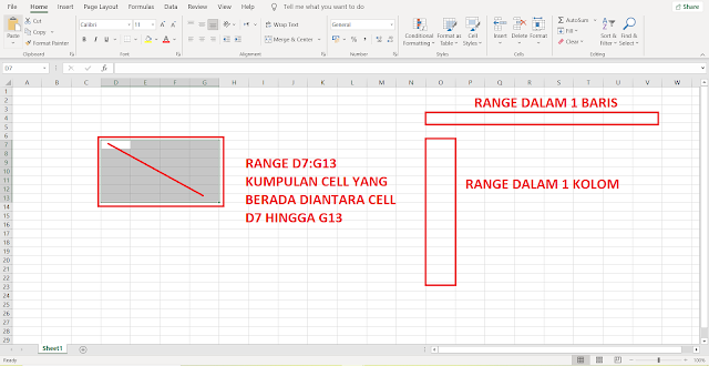 Pengertian dan Perbedaan Antara, Column, Row, Cell, dan Range di Excel