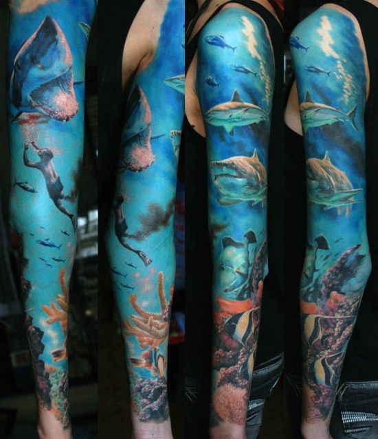 Tatuajes de Tiburones en colores