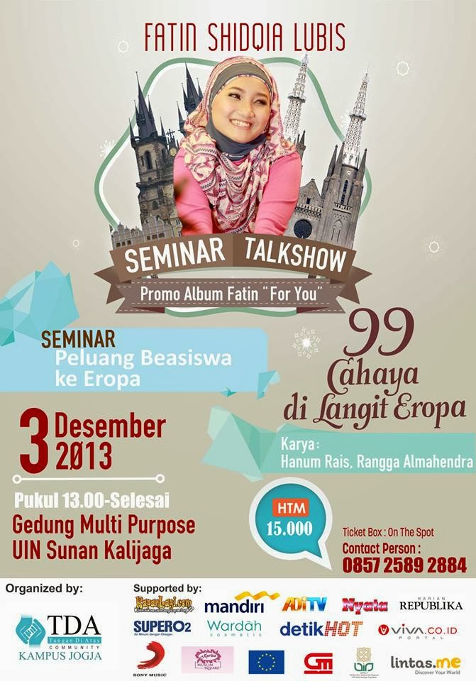 fatin ke jogja,talkshow fatin,launching album for you,launching album fatin,talkshow 99 cahaya di langit eropa