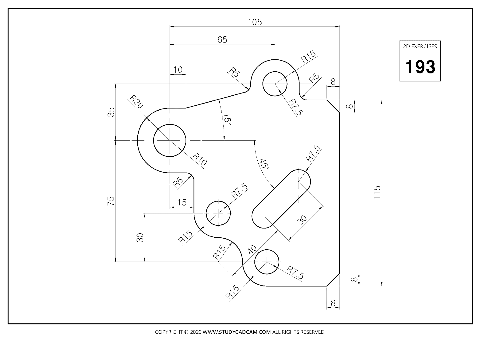 Simple Autocad Drawing 2D Cad Drawing Exercises | AutoCAD 2D and 3D practice drawings – IPDAUD