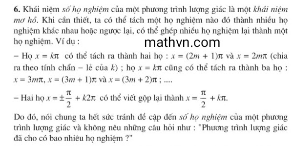 Tại sao nên tránh đặt câu hỏi về số họ nghiệm của phương trình lượng giác? 